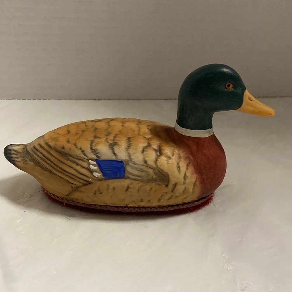 Unique Functional Lint Brush with Ceramic Mallard Duck Decoy Handle Hand Painted - Picture 3 of 7